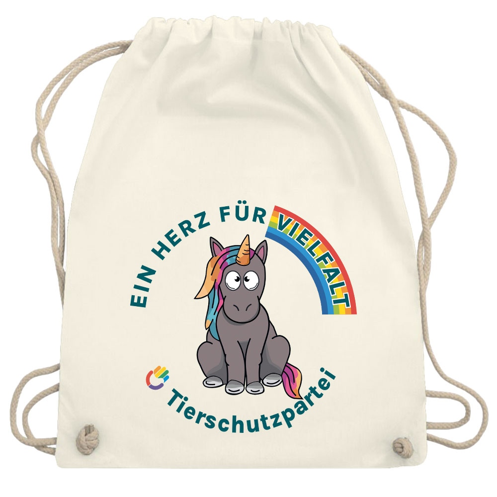 Turnbeutel / Stoff-Rucksack »Einhorn Vielfalt« natural