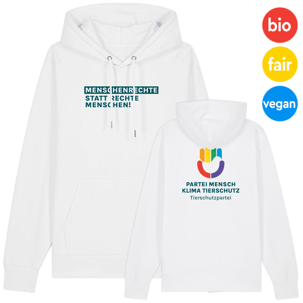Hoodie »Menschenrechte« XS white petrol