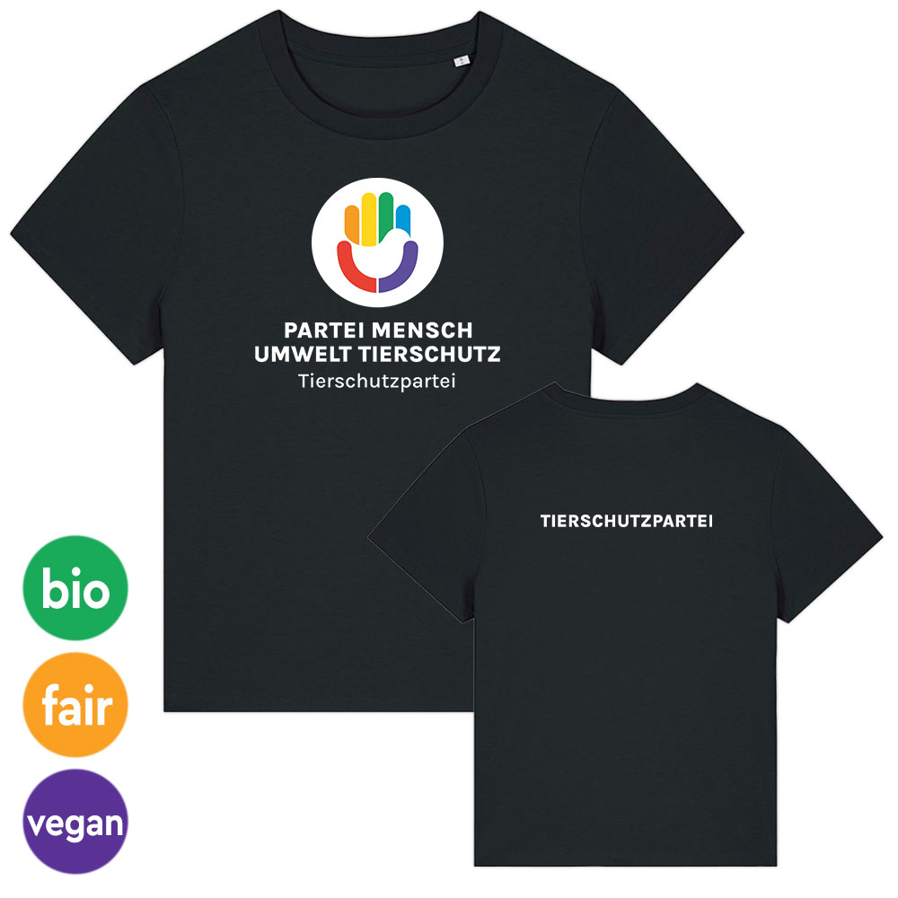 T-Shirt »Logo + TIERSCHUTZPARTEI« femininer Schnitt XS schwarz