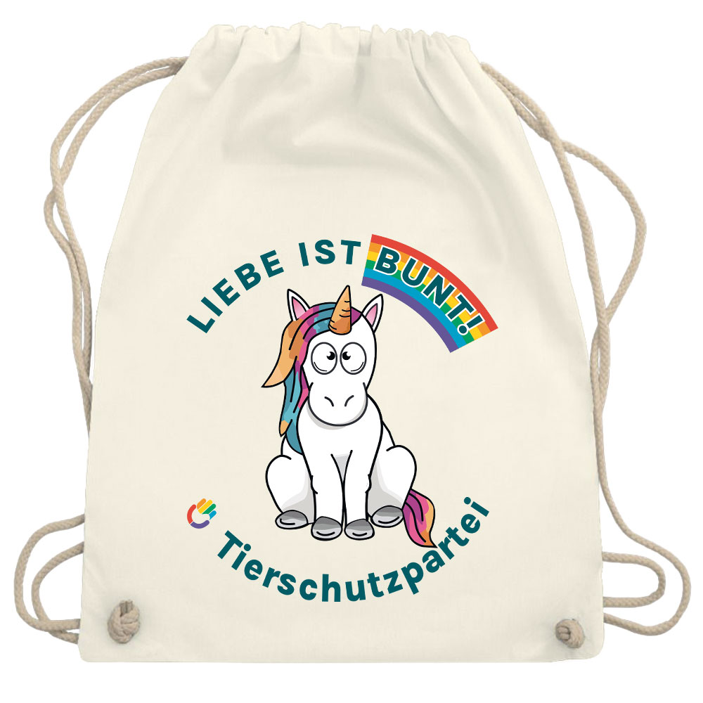 Turnbeutel / Stoff-Rucksack »Einhorn Liebe«