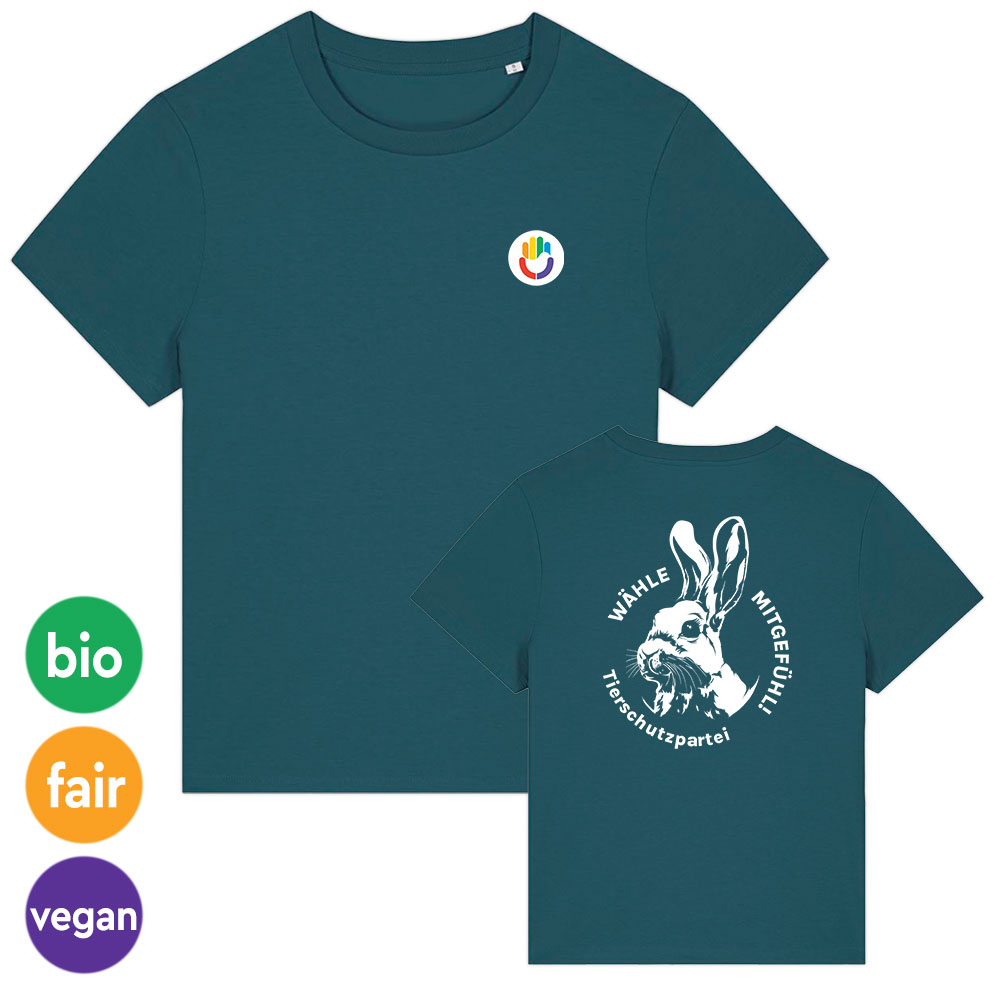 T-Shirt »Signet + Hase« femininer Schnitt XS petrol farbig