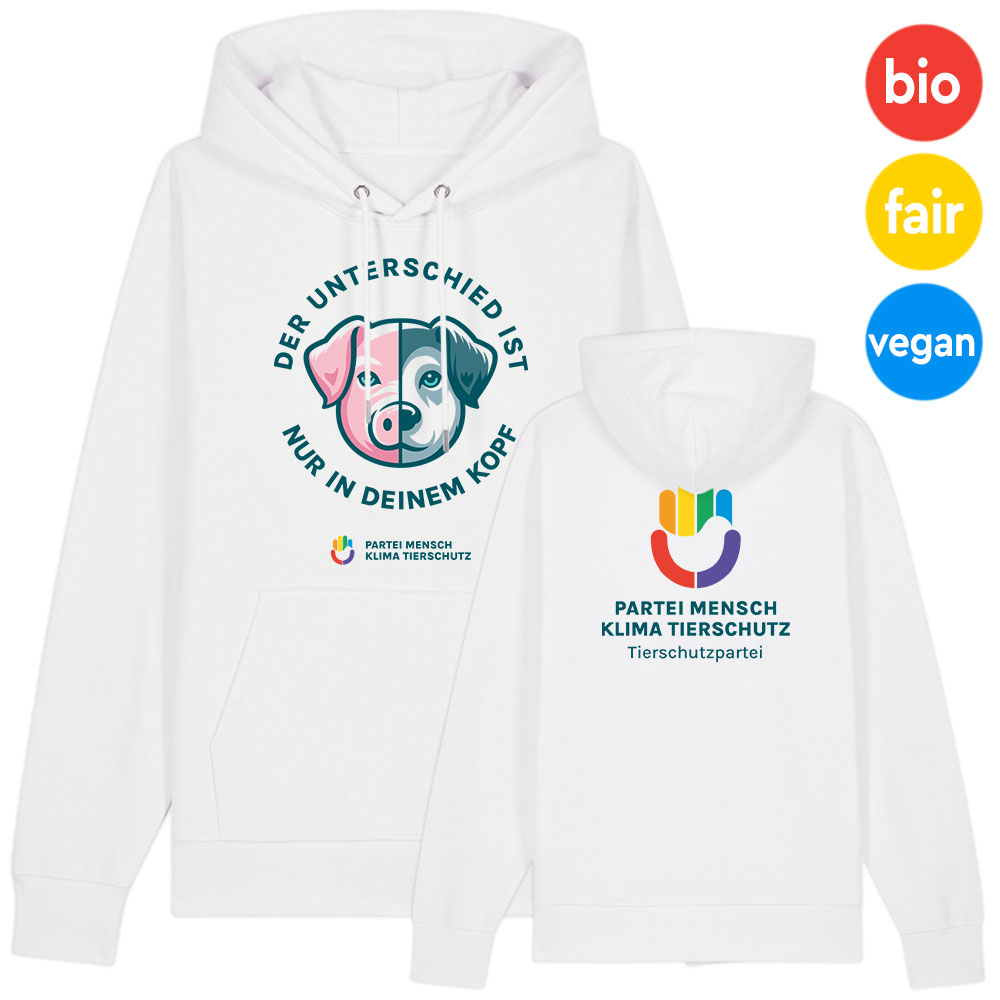 Hoodie »Kein Unterschied« XS white