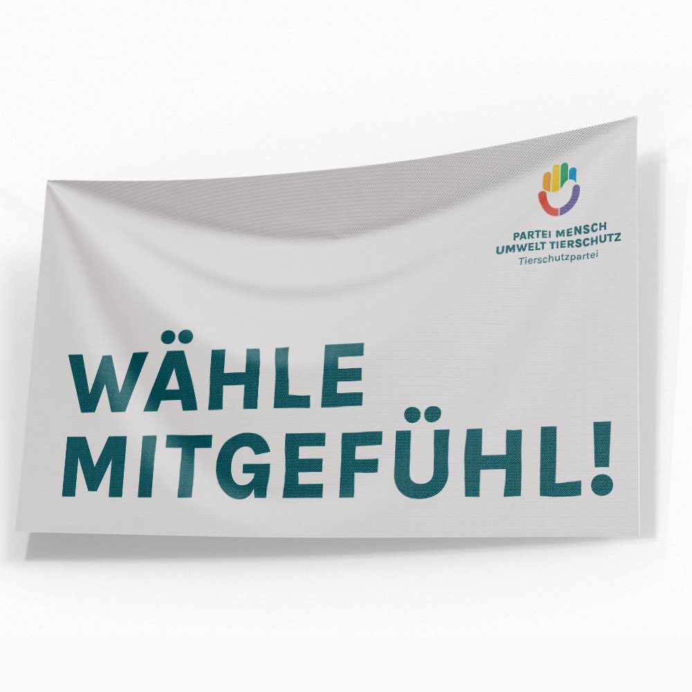 Fahne »Wähle Mitgefühl« 150x90cm weiß unten