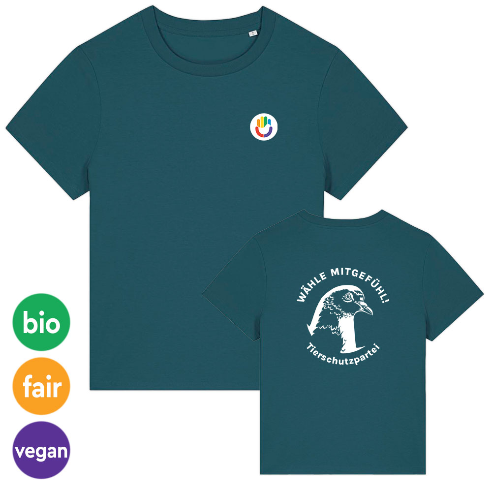 T-Shirt »Signet + Taube« femininer Schnitt XS petrol farbig