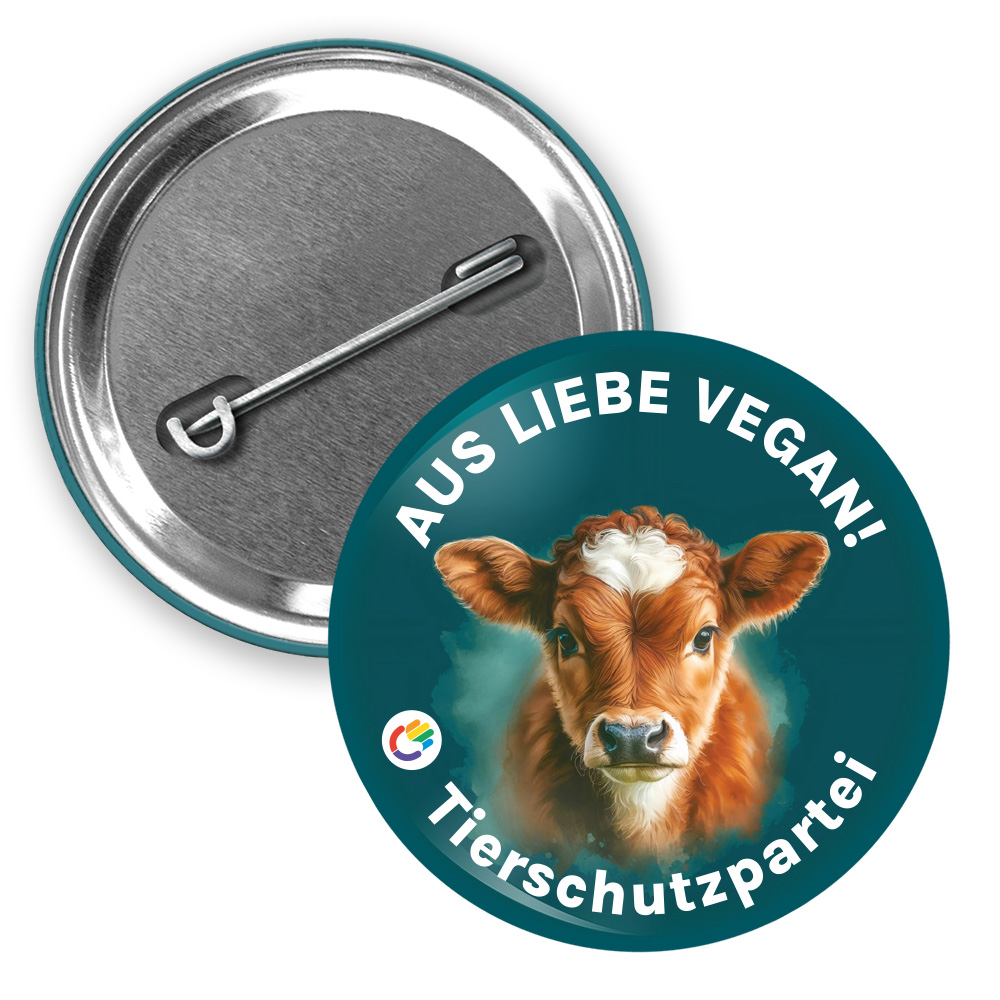 Button »Aus Liebe vegan (Kuh)« 38mm