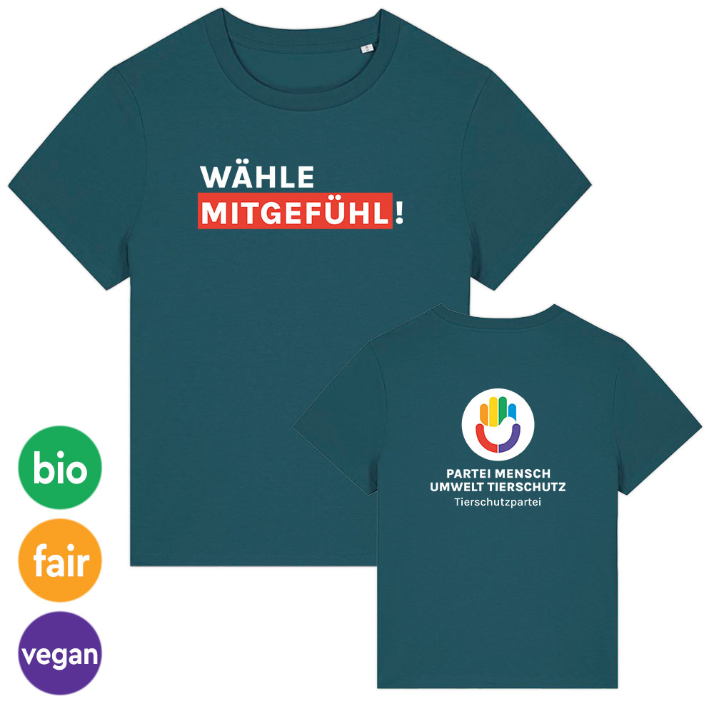 T-Shirt »Wähle Mitgefühl + Logo« femininer Schnitt XS petrol